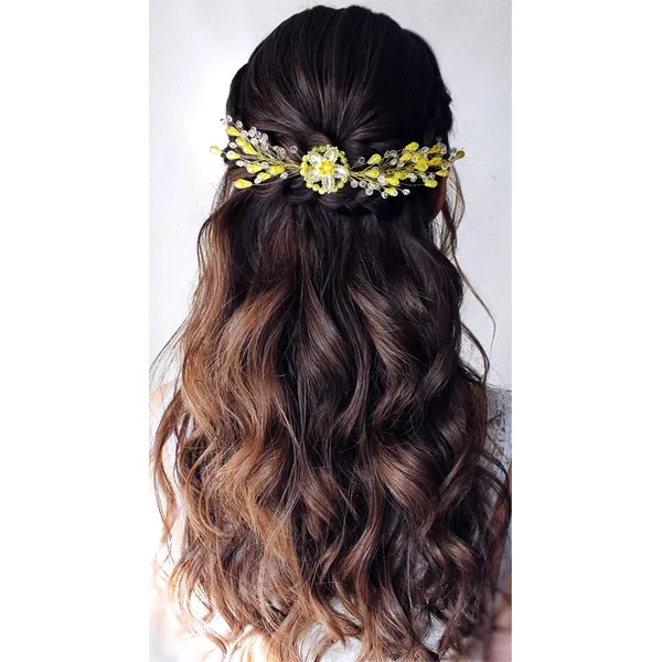 Yellow_Artificial_Barrate_Hairpins_For_Women_&_Girls
