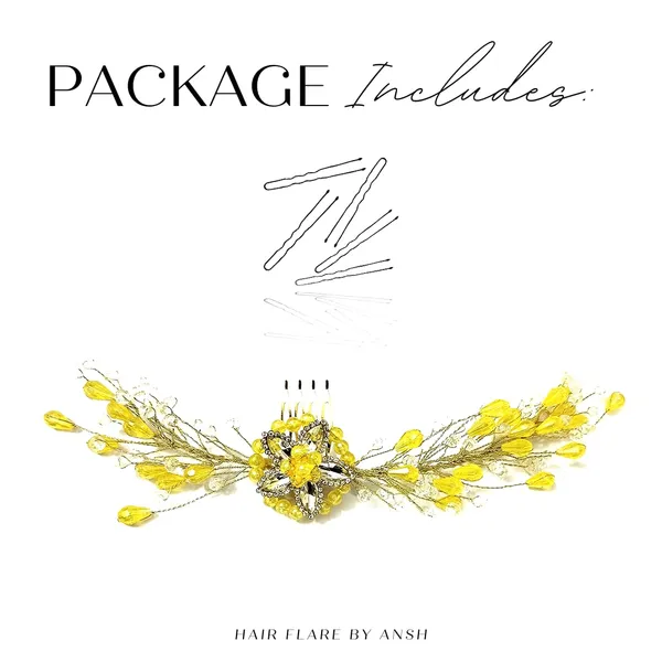 Yellow_Artificial_Barrate_Hairpins_For_Women_&_Girls