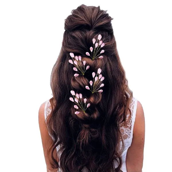 Pack_of_4_Baby_Pink_Leaf_Designed_Pearl_And_Beads_Artificial_Hair_Pin_For_Women_Pins