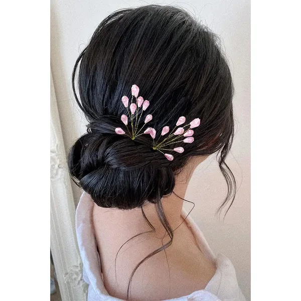 Pack_of_4_Baby_Pink_Leaf_Designed_Pearl_And_Beads_Artificial_Hair_Pin_For_Women_Pins