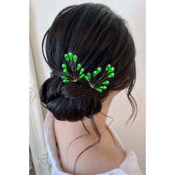 Pack_of_4_Dark_Green_Leaf_Designed_Pearl_And_Beads_Artificial_Hair_Pin_For_Women_Pins