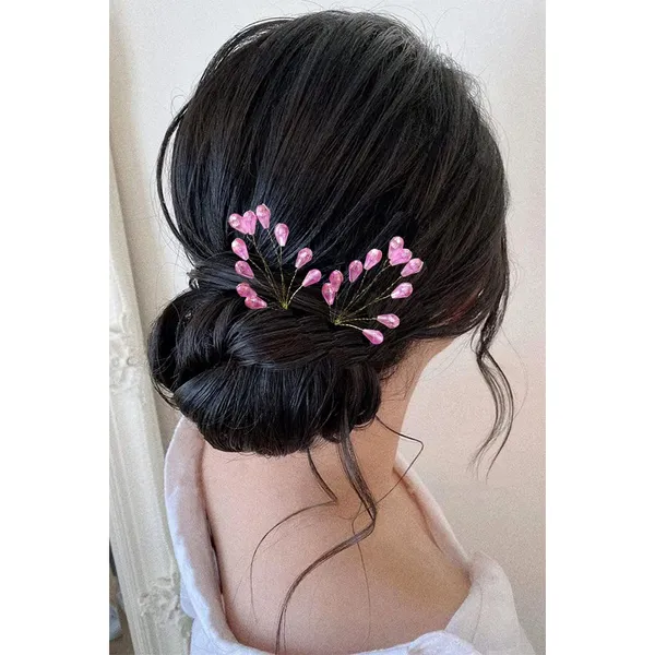 Dark_Pink_Colurful_Stones_Made_With_Metal_Wires_Artificial_Hair_Pins_For_Women_&_Girls
