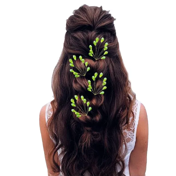 Light_Green_Colurful_Stones_Made_With_Metal_Wires_Artificial_Hair_Pins_For_Women_&_Girls
