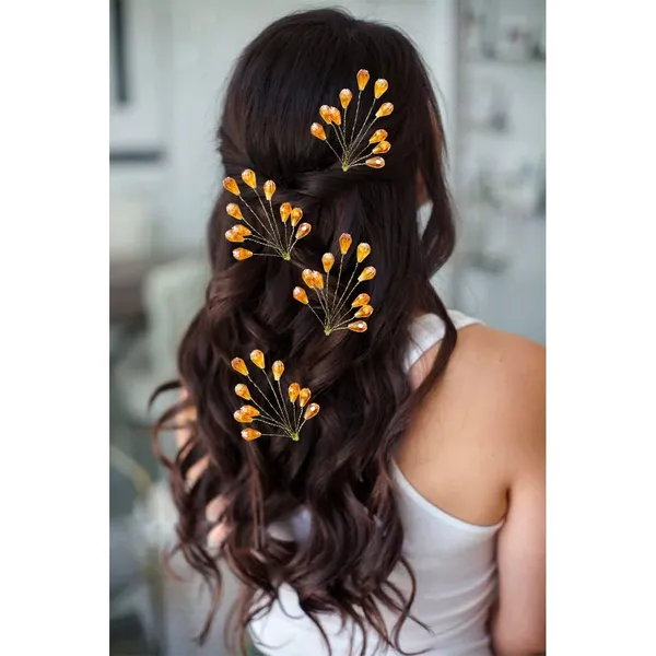 Pack_of_4_Orange_Leaf_Designed_Pearl_And_Beads_Artificial_Hair_Pin_For_Women_Pins