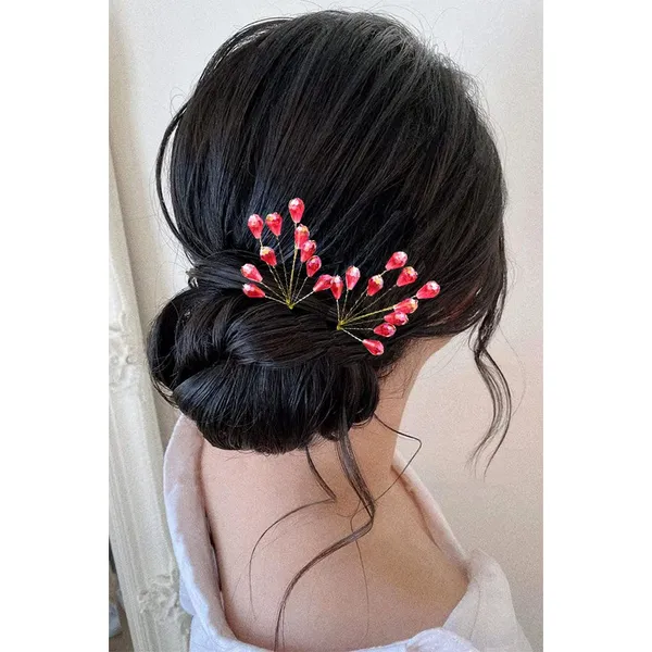 Red_Colurful_Stones_Made_With_Metal_Wires_Artificial_Hair_Pins_For_Women_&_Girls
