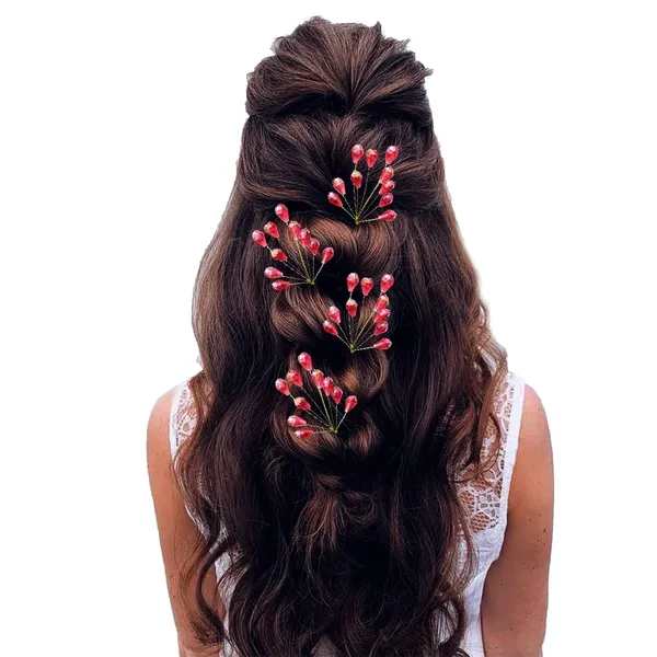 Red_Colurful_Stones_Made_With_Metal_Wires_Artificial_Hair_Pins_For_Women_&_Girls