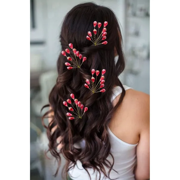 Red_Colurful_Stones_Made_With_Metal_Wires_Artificial_Hair_Pins_For_Women_&_Girls