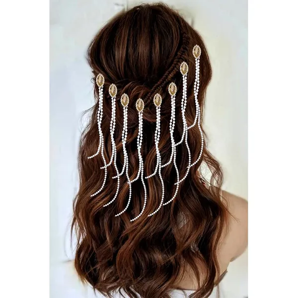 Golden_Stones_And_Pearls_Made_Artificial_Hair_Pins_For_Women