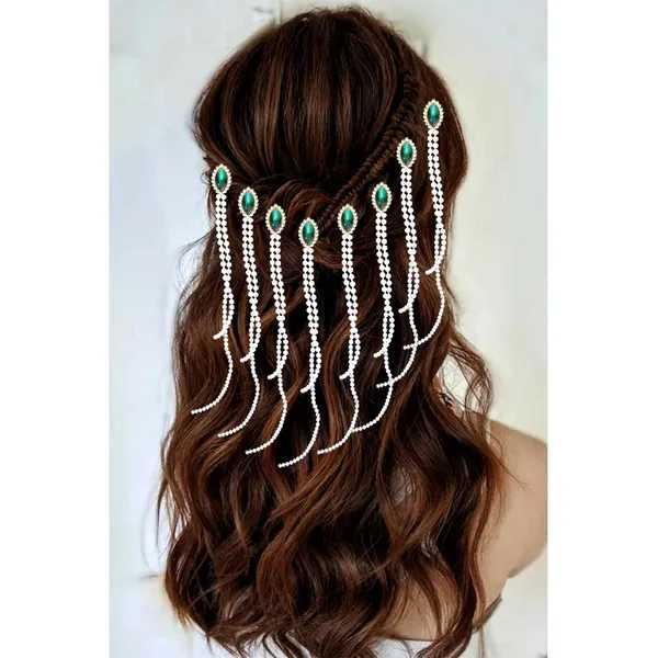 Green_Stones_And_Pearls_Made_Artificial_Hair_Pins_For_Women