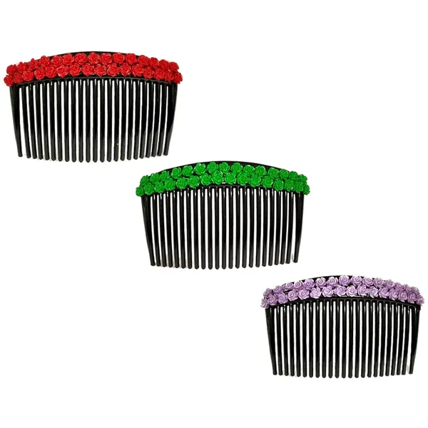 Red,_Green_&_Purple_Artificial_Flowwer_Made_Hair_Barattes_For_Women_&_Girls