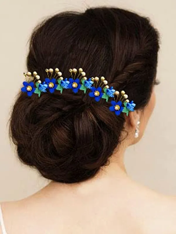 Pack_of_10_Blue_Round_Shape_Flower_With_Golden_Pearl_Hair_Pin_For_Women_Pins