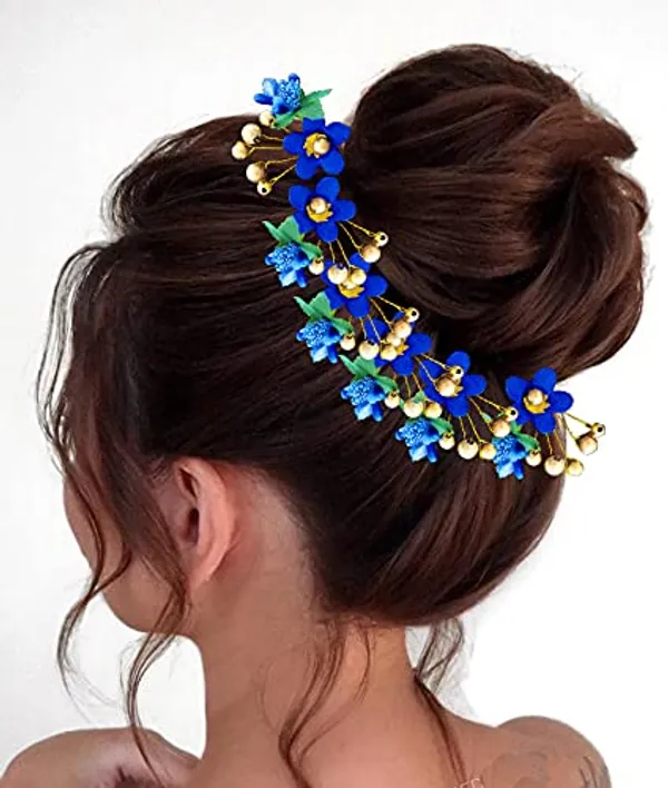 Pack_of_10_Blue_Round_Shape_Flower_With_Golden_Pearl_Hair_Pin_For_Women_Pins