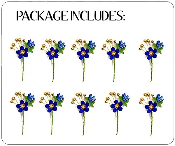 Pack_of_10_Blue_Round_Shape_Flower_With_Golden_Pearl_Hair_Pin_For_Women_Pins