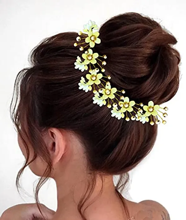 Pack_of_10_Cream_Round_Shape_Flower_With_Golden_Pearl_Hair_Pin_For_Women_Pins
