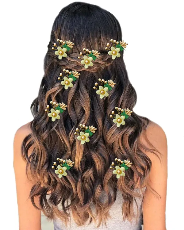 Pack_of_10_Golden_Round_Shape_Flower_With_Pearl_Hair_Pin_For_Women_Pins