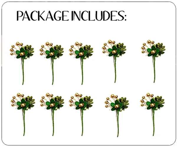 Pack_of_10_Green_Round_Shape_Flower_With_Golden_Pearl_Hair_Pin_For_Women_Pins