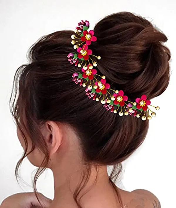 Pack_of_10_Maroon_Round_Shape_Flower_With_Golden_Pearl_Hair_Pin_For_Women_Pins