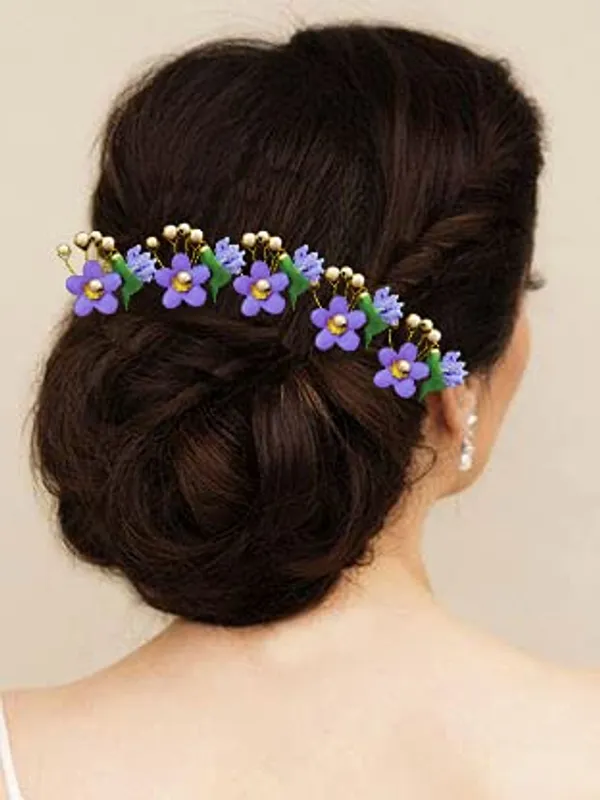 Pack_of_10_Mauve_Round_Shape_Flower_With_Golden_Pearl_Hair_Pin_For_Women_Pins