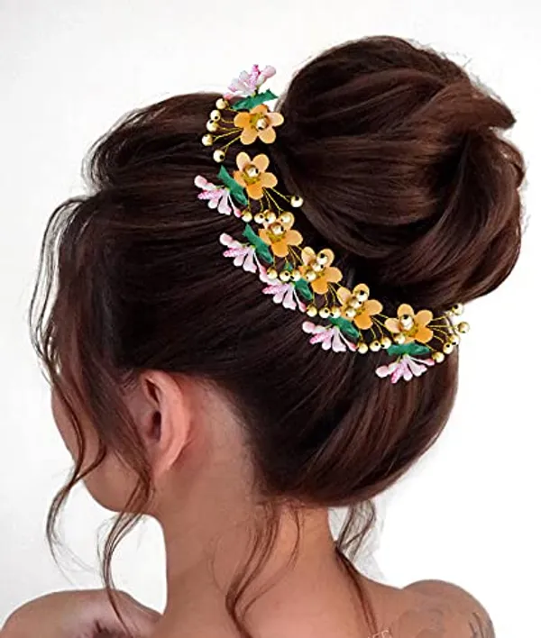 Pack_of_10_Peach_Round_Shape_Flower_With_Golden_Pearl_Hair_Pin_For_Women_Pins