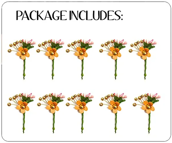 Pack_of_10_Peach_Round_Shape_Flower_With_Golden_Pearl_Hair_Pin_For_Women_Pins