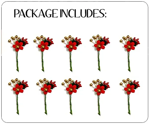 Pack_of_10_Red_Round_Shape_Flower_With_Golden_Pearl_Hair_Pin_For_Women_Pins