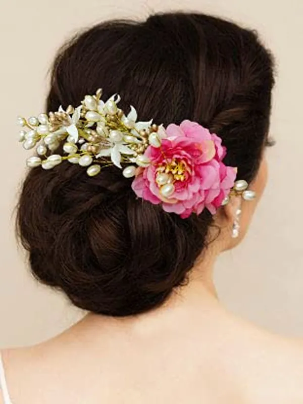 Baby_Pink_Artificial_Peony_Flower_With_Pearl_Hair_Comb_Slide,_Hair_Juda_Bun_Accessories_For_Girls_&_Women_(14_X_8_X_4_Cm)
