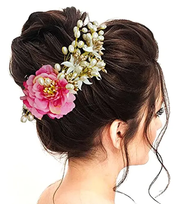 Baby_Pink_Artificial_Peony_Flower_With_Pearl_Hair_Comb_Slide,_Hair_Juda_Bun_Accessories_For_Girls_&_Women_(14_X_8_X_4_Cm)