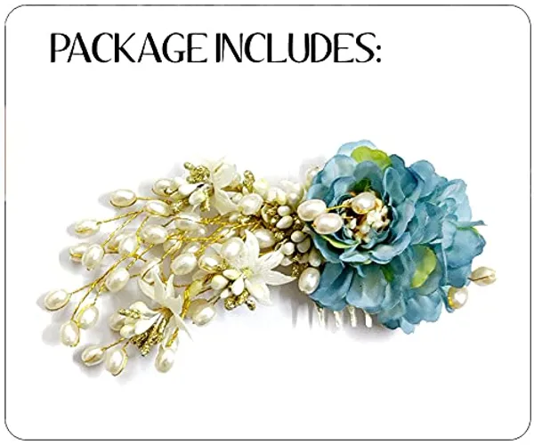 Blue_Artificial_Peony_Flower_With_Pearl_Hair_Comb_Slide,_Hair_Juda_Bun_Accessories_For_Girls_&_Women_(14_X_8_X_4_Cm)