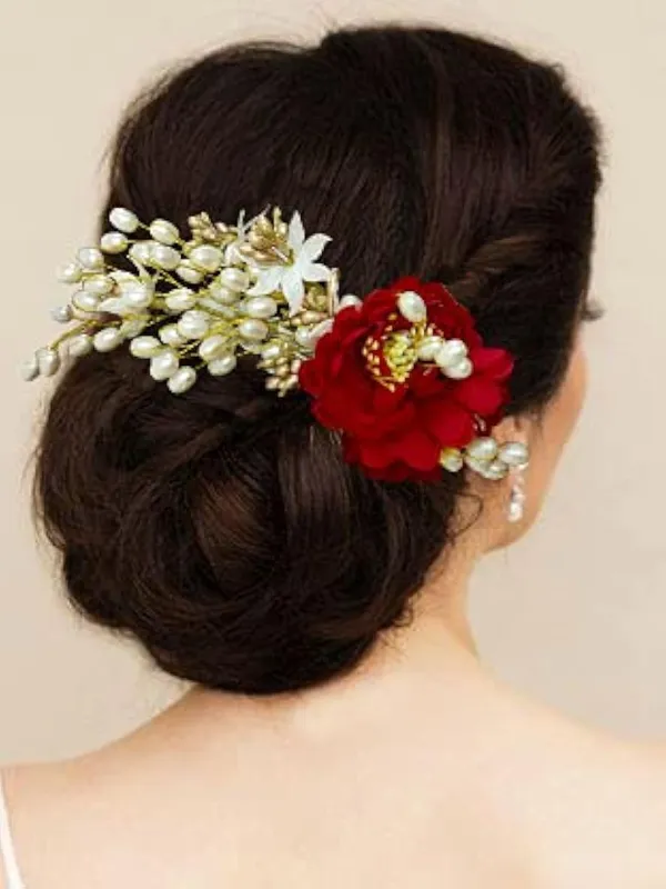 Red_Artificial_Peony_Flower_With_Pearl_Hair_Comb_Slide,_Hair_Juda_Bun_Accessories_For_Girls_&_Women_(14_X_8_X_4_Cm)