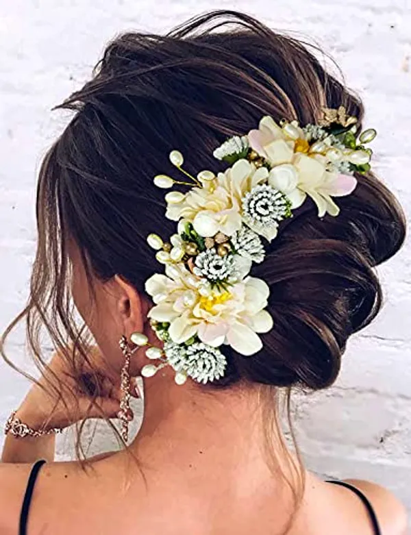 Beige_Artificial_Flowery_Hair_Accessories_For_Women_(14_X_8_X_4_Cm)