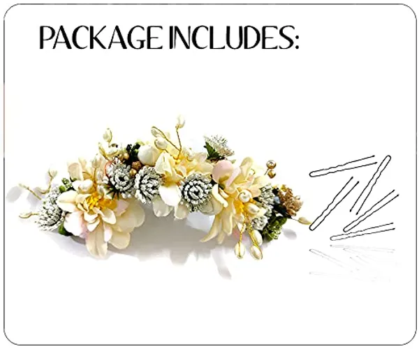 Beige_Artificial_Flowery_Hair_Accessories_For_Women_(14_X_8_X_4_Cm)
