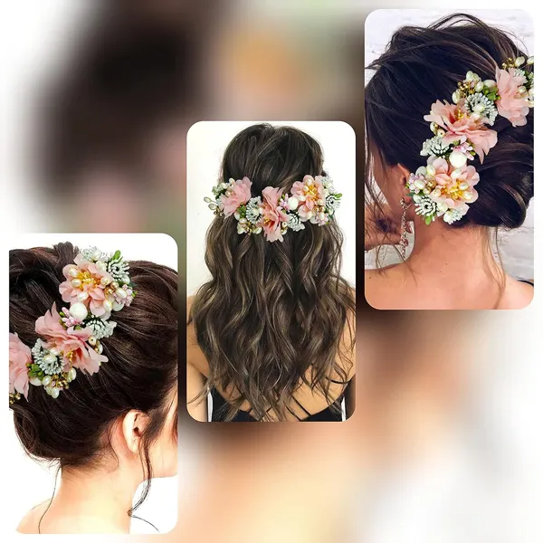 Peach_Artificial_Flowery_Hair_Accessories_For_Women_(14_X_8_X_4_Cm)