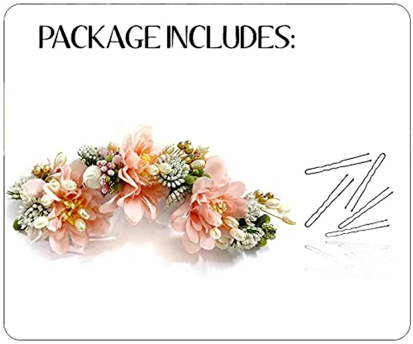Peach_Artificial_Flowery_Hair_Accessories_For_Women_(14_X_8_X_4_Cm)