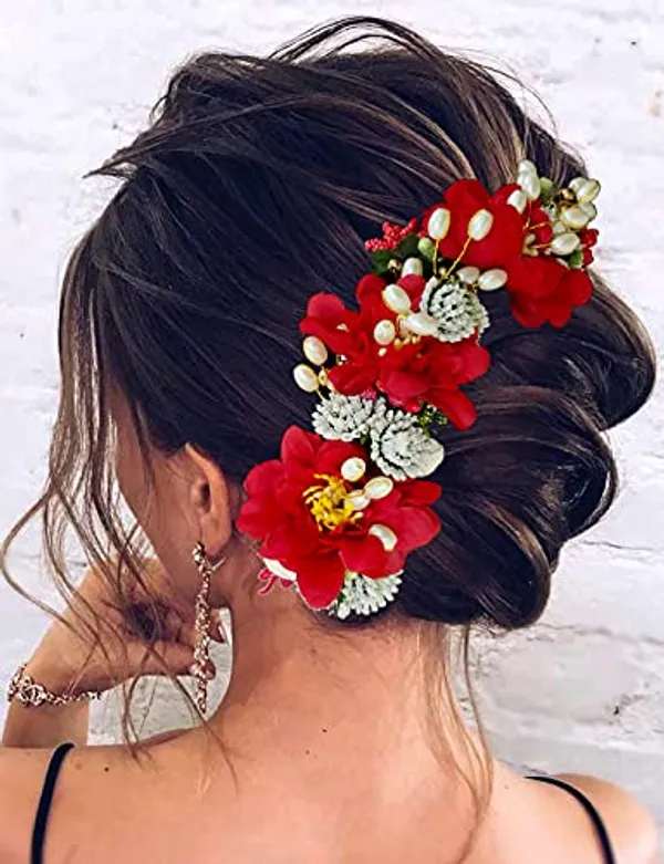 Red_Artificial_Flowery_Hair_Accessories_For_Women_(14_X_8_X_4_Cm)