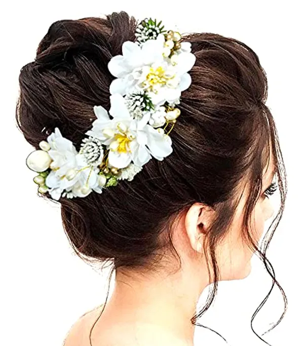 White_Artificial_Flowery_Hair_Accessories_For_Women_(14_X_8_X_4_Cm)