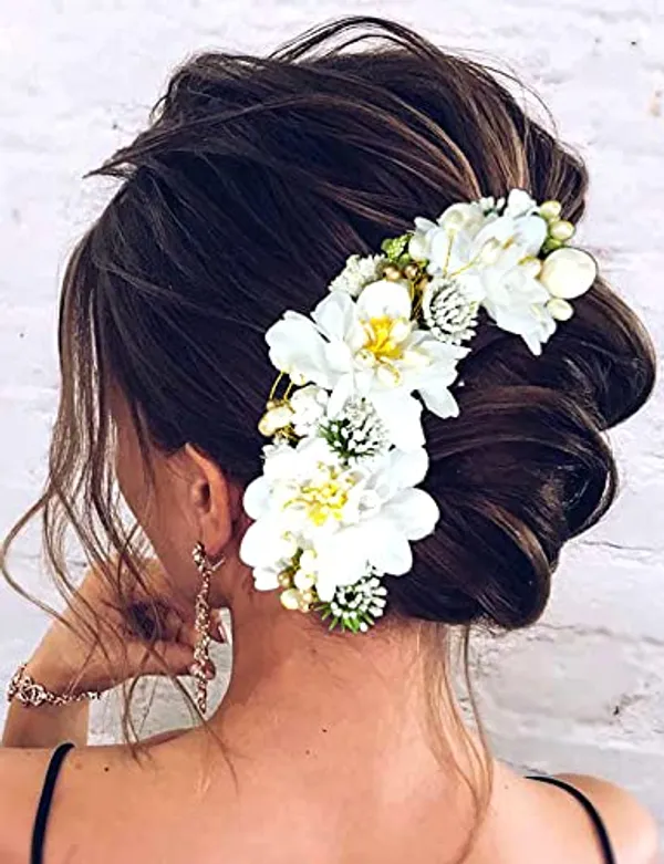 White_Artificial_Flowery_Hair_Accessories_For_Women_(14_X_8_X_4_Cm)
