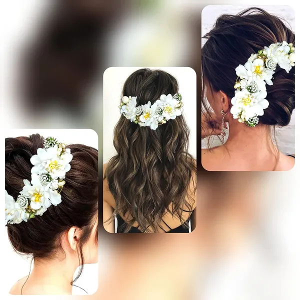 White_Artificial_Flowery_Hair_Accessories_For_Women_(14_X_8_X_4_Cm)