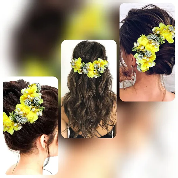 Yellow_Artificial_Flowery_Hair_Accessories_For_Women_(14_X_8_X_4_Cm)