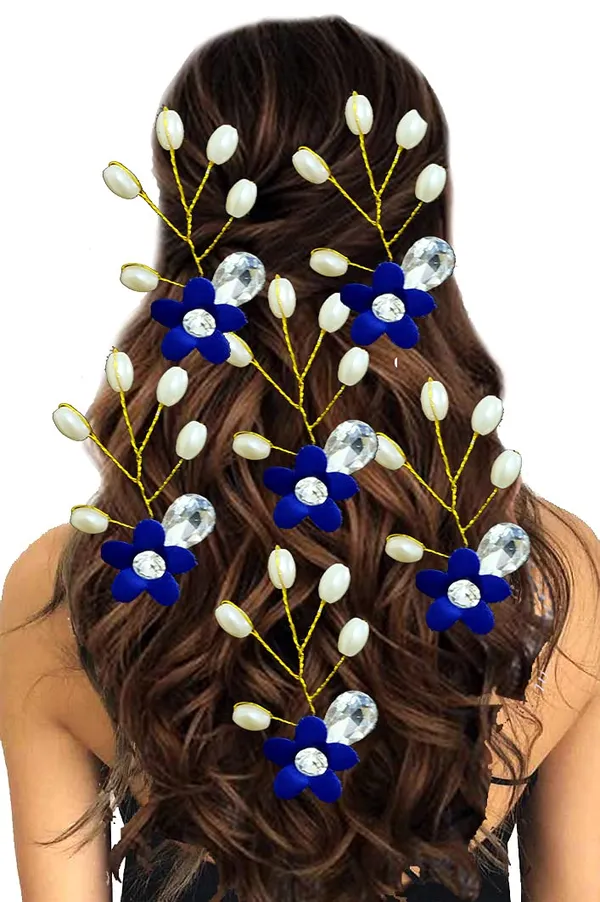 Blue_Artificial_Flower_With_Pearls_Hair_Pin_For_Women_&_Girls_(14_X_8_X_4_Cm)