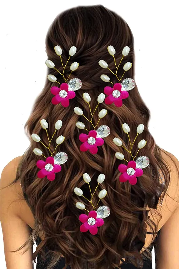 Dark_Pink_Artificial_Flower_With_Pearls_Hair_Pin_For_Women_&_Girls_(14_X_8_X_4_Cm)