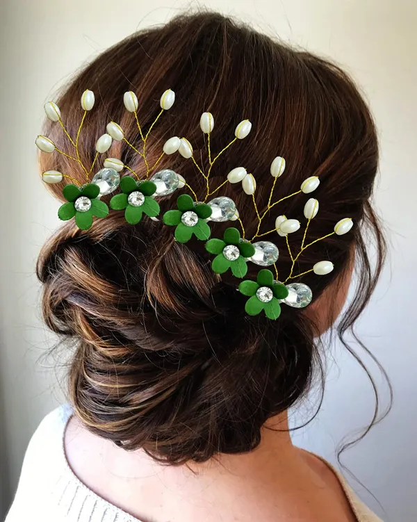 Green_Artificial_Flower_With_Pearls_Hair_Pin_For_Women_&_Girls_(14_X_8_X_4_Cm)