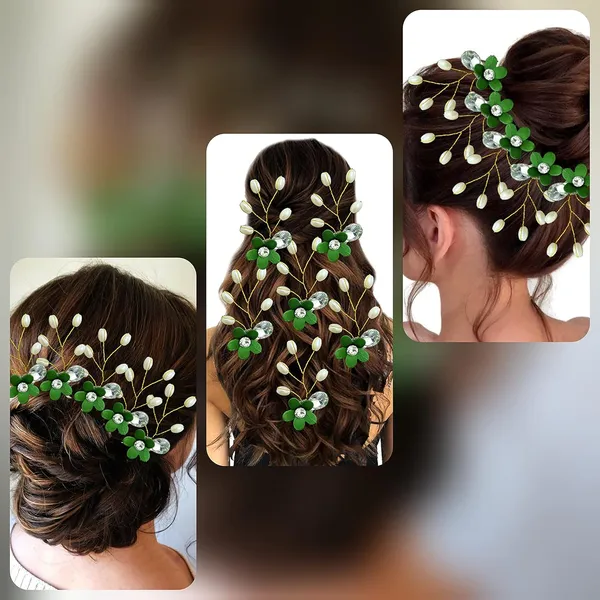 Green_Artificial_Flower_With_Pearls_Hair_Pin_For_Women_&_Girls_(14_X_8_X_4_Cm)