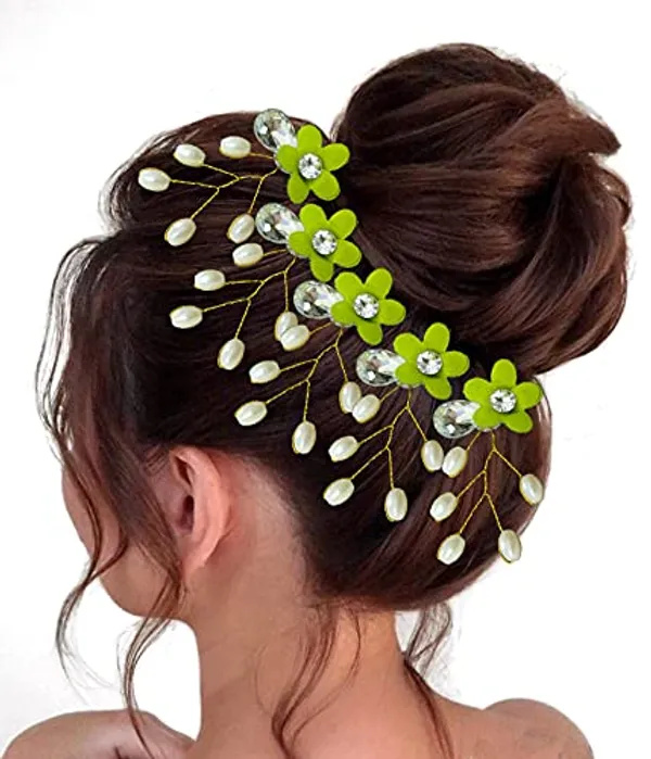 Light_Green_Artificial_Flower_With_Pearls_Hair_Pin_For_Women_&_Girls_(14_X_8_X_4_Cm)
