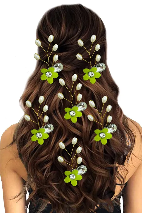Light_Green_Artificial_Flower_With_Pearls_Hair_Pin_For_Women_&_Girls_(14_X_8_X_4_Cm)