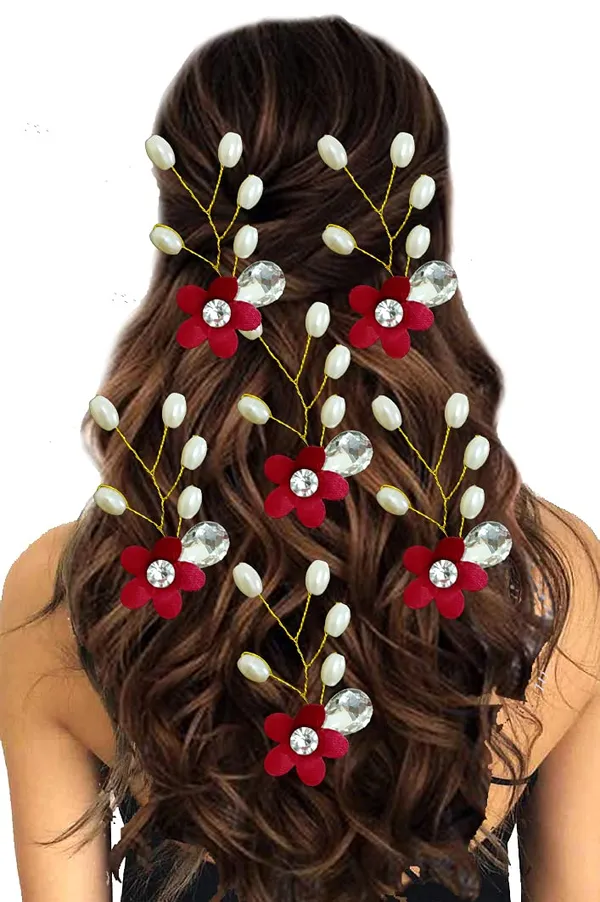 Maroon_Artificial_Flower_With_Pearls_Hair_Pin_For_Women_&_Girls_(14_X_8_X_4_Cm)
