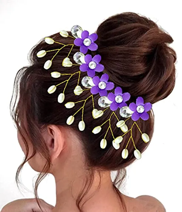 Mauve_Artificial_Flower_With_Pearls_Hair_Pin_For_Women_&_Girls_(14_X_8_X_4_Cm)