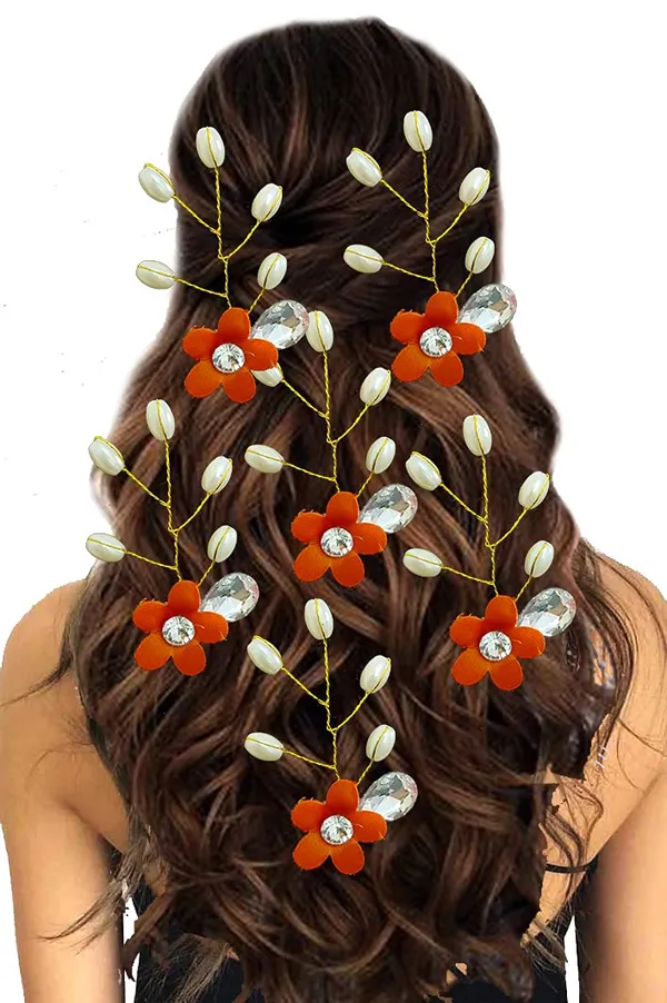 Orange_Artificial_Flower_With_Pearls_Hair_Pin_For_Women_&_Girls_(14_X_8_X_4_Cm)