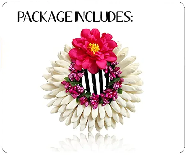 Dark_Pink_Artificial_Rose_With_Lily_Flower_Rounded_Hair_Accessories_And_Hairpin_(14_X_8_X_4_Cm)