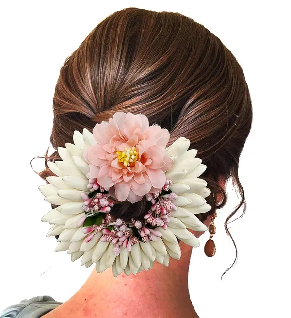Peach_Artificial_Rose_With_Lily_Flower_Rounded_Hair_Accessories_And_Hairpin_(14_X_8_X_4_Cm)