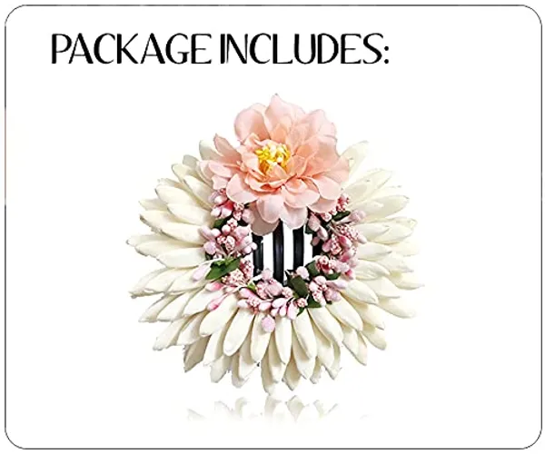 Peach_Artificial_Rose_With_Lily_Flower_Rounded_Hair_Accessories_And_Hairpin_(14_X_8_X_4_Cm)